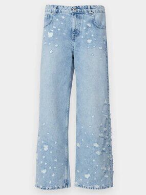 NWT The Ragged Priest Atmosphere Wide Leg Distressed Jeans